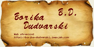Borika Dudvarski vizit kartica